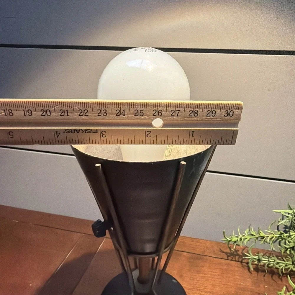 Vtg MCM Atomic Space Age Black Gold Metal Cone Uplight Small Table Light Lamp